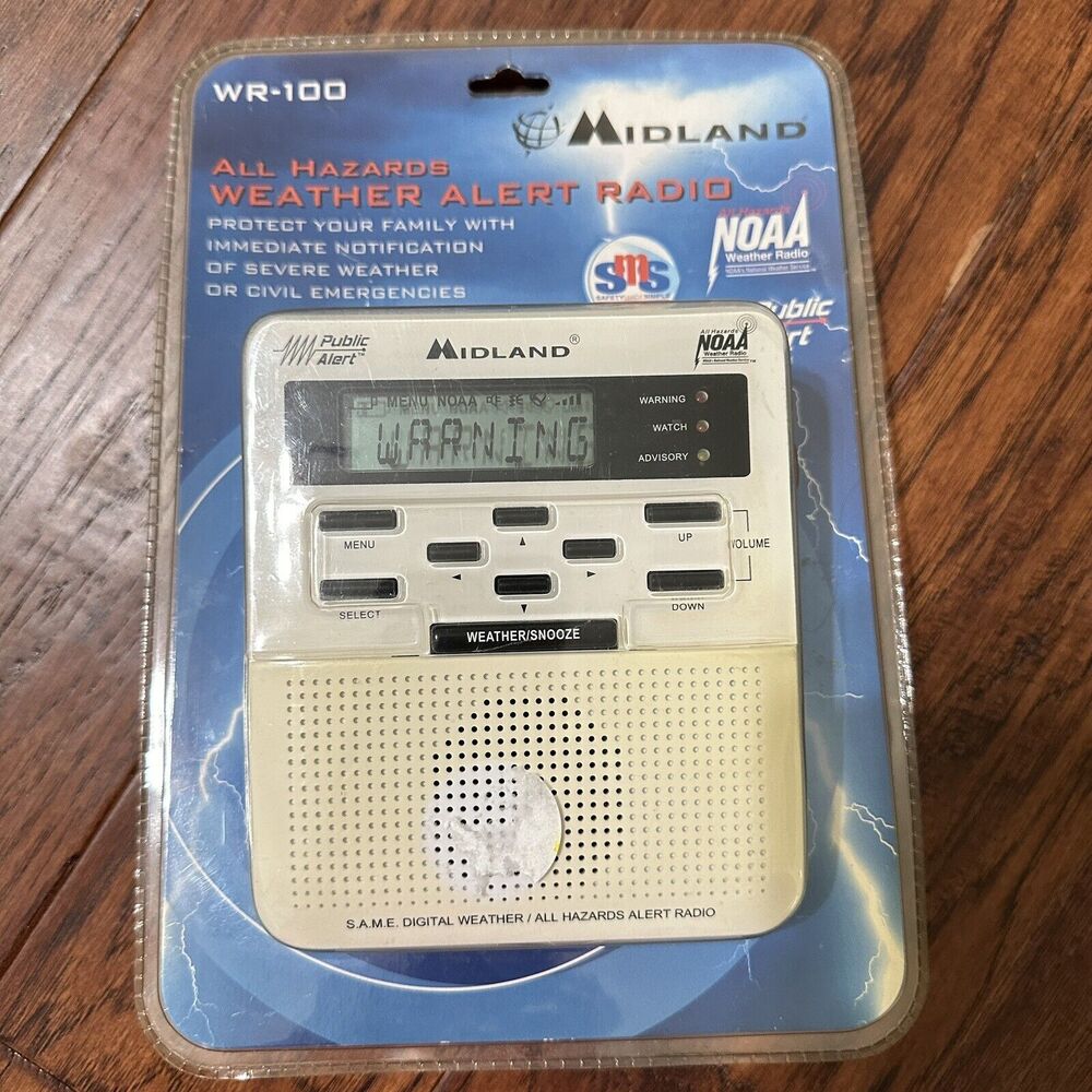 NEW Midland WR-100 All Weather Radio Public Alert Emergency Broadcast NOAA SMS